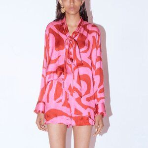 Studio Rigu // Pink Vegan Silk Candy Shirt and Shorts Set XS